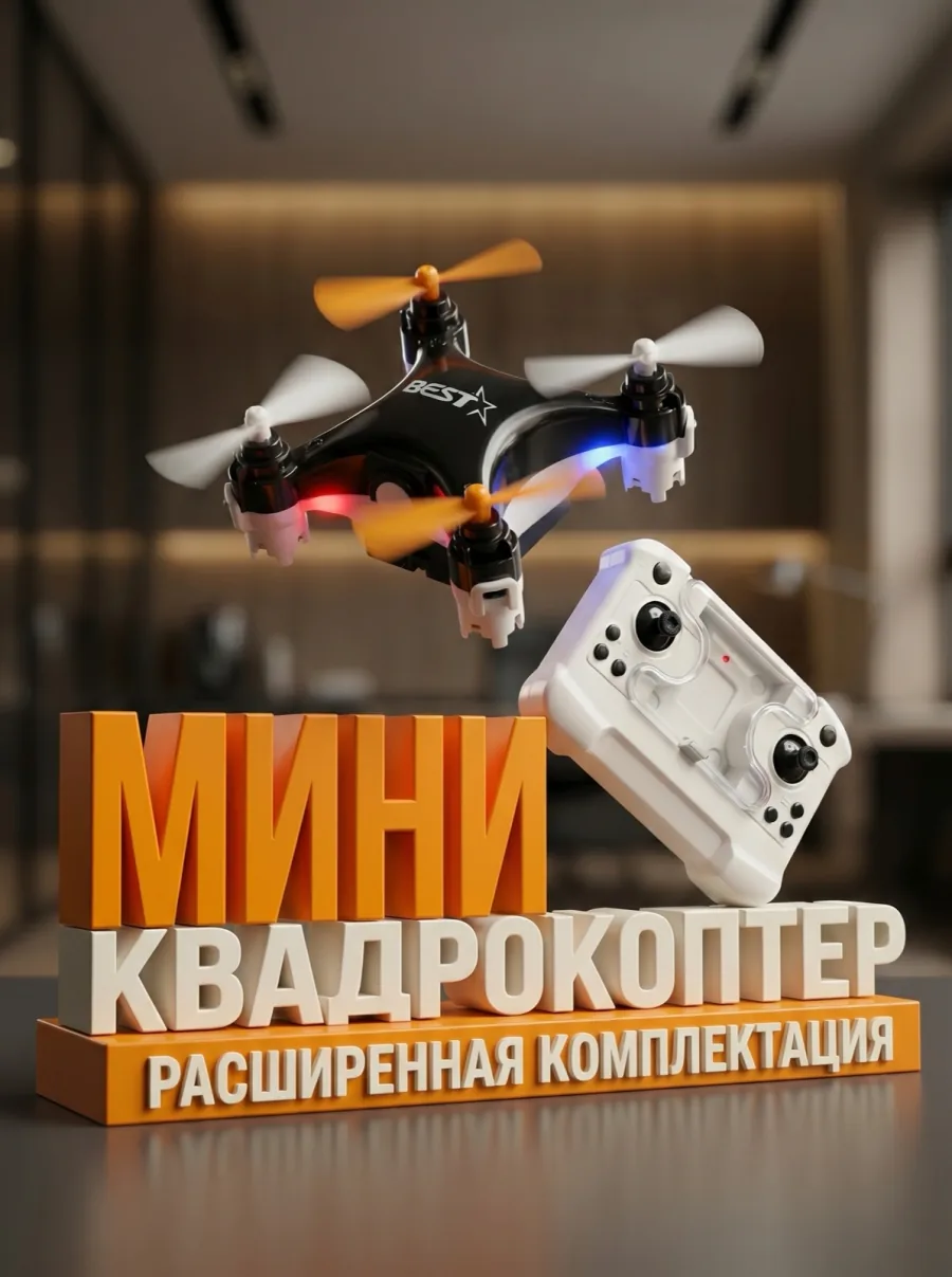Чёрный мини-квадрокоптер Nano Drone Pro