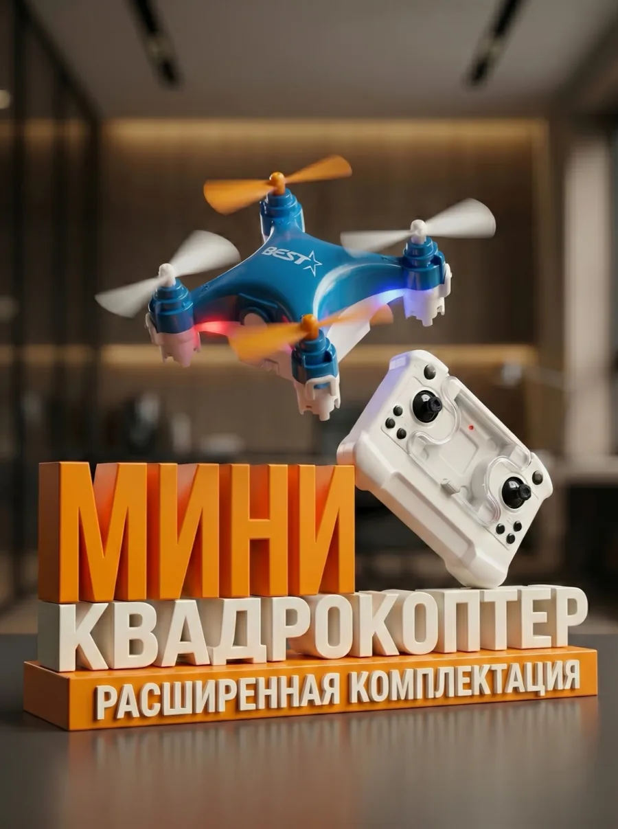 Синий мини-квадрокоптер Nano Drone Pro